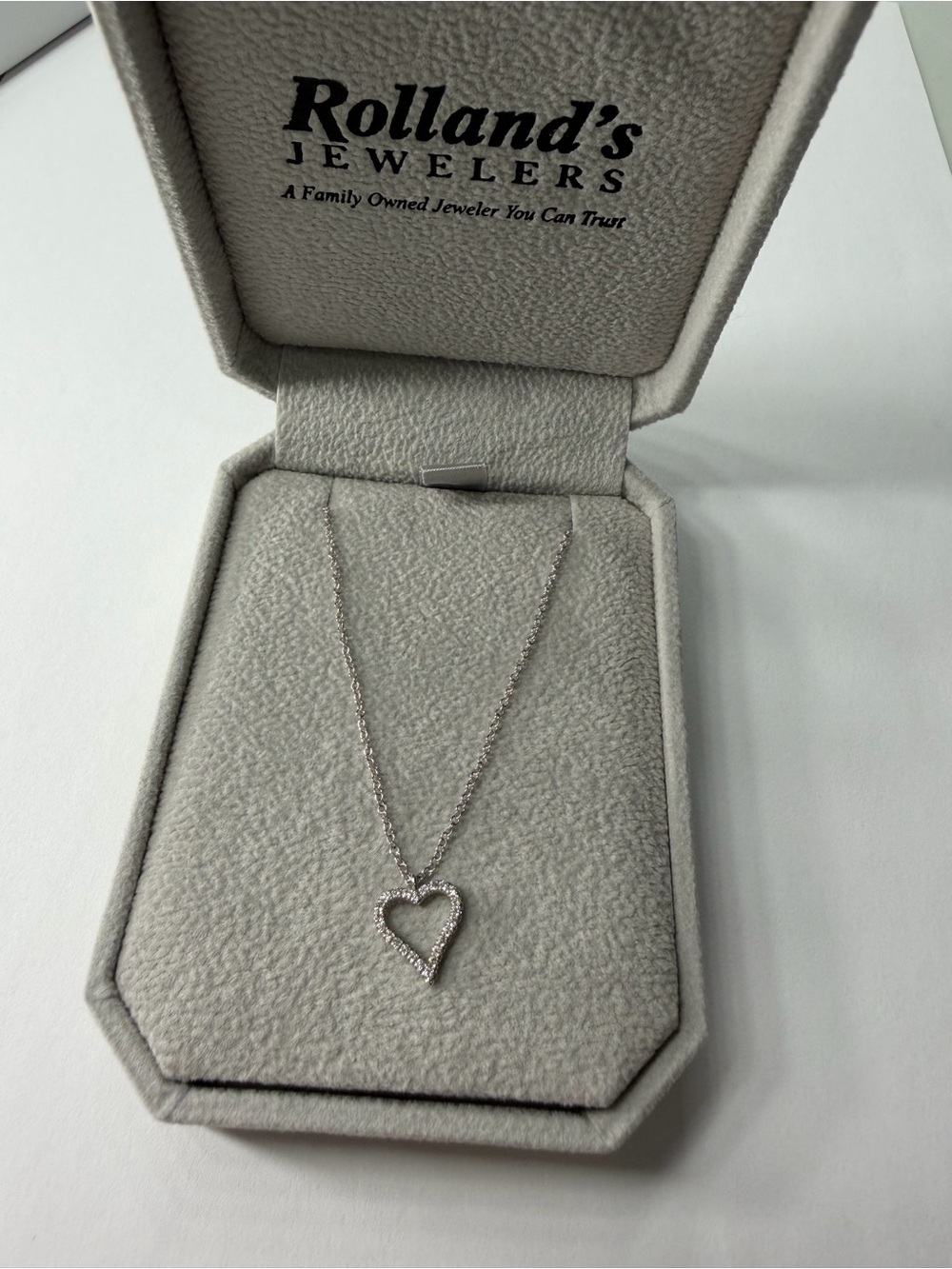 💎 GABRIEL & CO. 14K WHITE GOLD DIAMOND HEART NECKLACE 💎